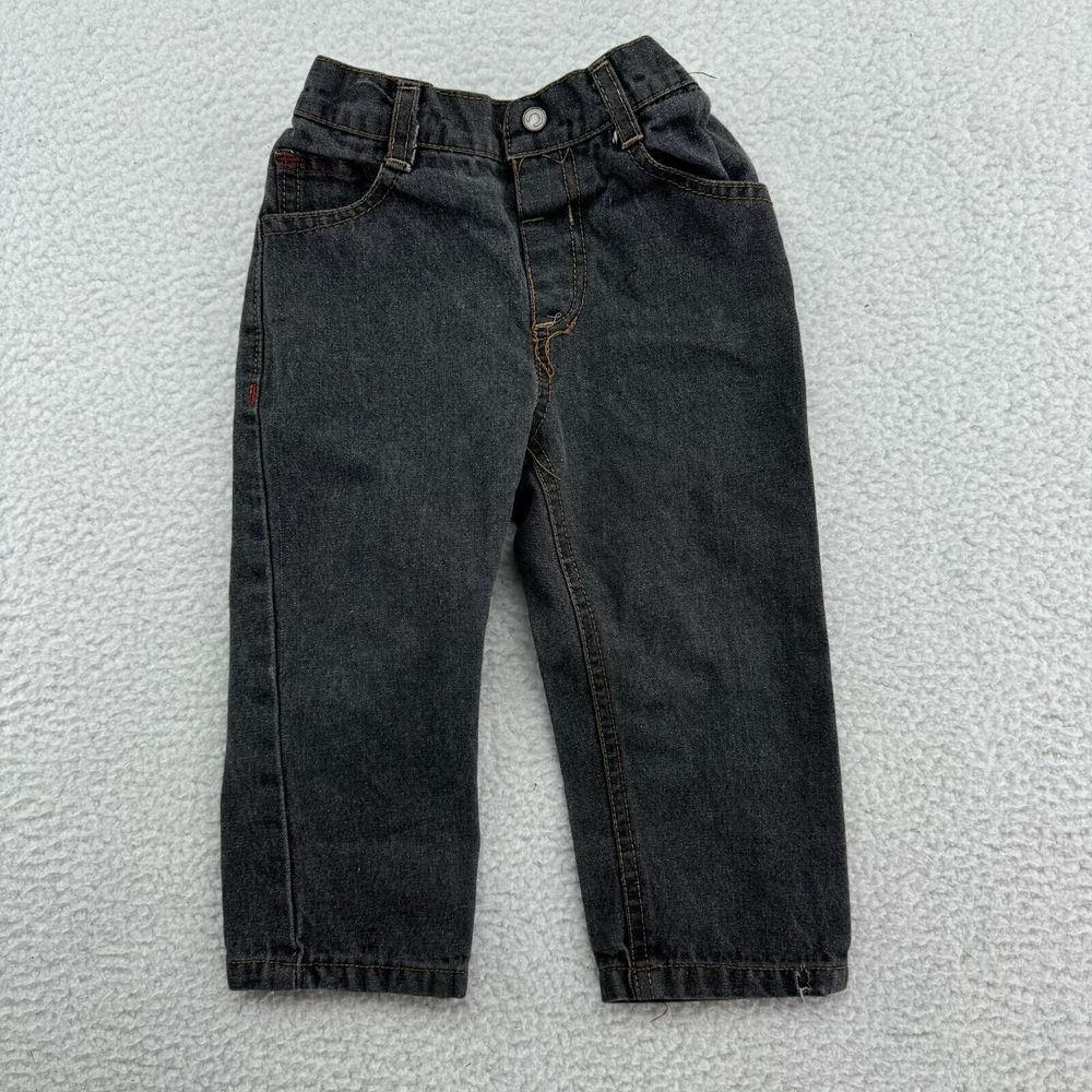 Coogi Jeans Baby 24M Black Elastic Waist Belt Loops Denim Pants Colorful Back